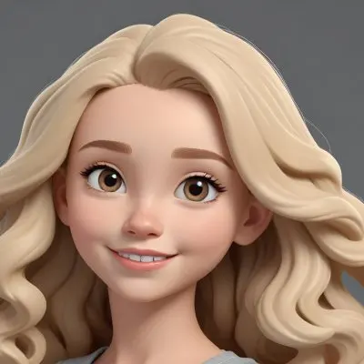 Adorable Cartoon Style A Caucasian Girl 14 Years Old Light Skin Blonde Wavy Hair In A Grey Background 3d Render Cartoon 7 A329