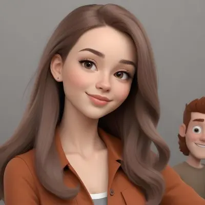 Adorable Cartoon Style A Caucasian Woman 23 Years Old Light Skin Brown Hair Gray Background 3d Render Cartoon 26 8236