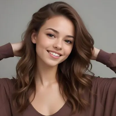 Adorable Cartoon Style A Caucasian Woman 23 Years Old Light Skin Brown Hair Gray Background 3d Render Cartoon 4 65b5