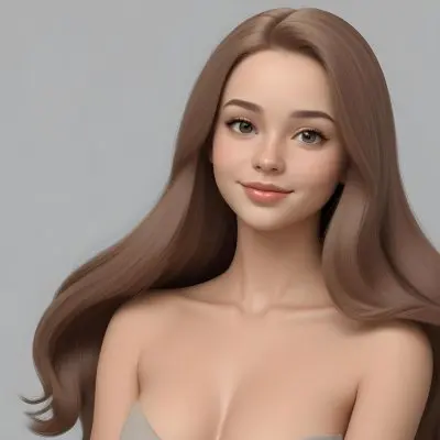 Adorable Cartoon Style A Caucasian Woman 23 Years Old Light Skin Long Brown Hair In A Grey Background 3d Render Cartoon 1 1812