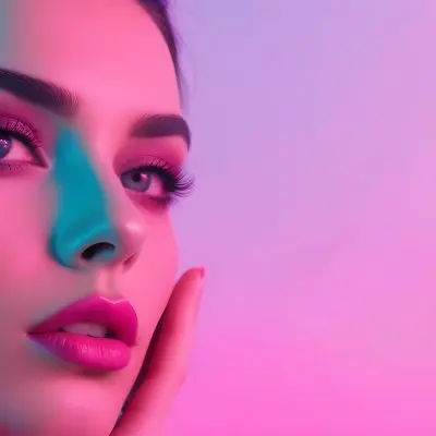 Adorable Cartoon Style A Close Up Portrait Of A Young Woman With Dark Hair Full Lips And Dramatic Eye Makeup In Shades Of Pink And Blue 3d Render Cartoon 3 C8d6