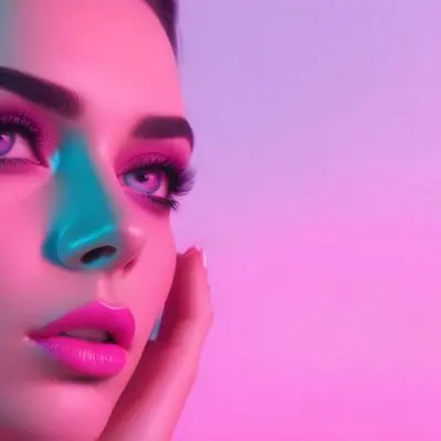 Adorable Cartoon Style A Close Up Portrait Of A Young Woman With Dark Hair Full Lips And Dramatic Eye Makeup In Shades Of Pink And Blue 3d Render Cartoon 58 6721