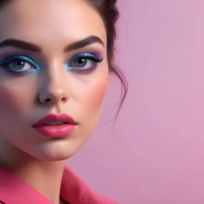 Adorable Cartoon Style A Close Up Portrait Of A Young Woman With Dark Hair Full Lips And Dramatic Eye Makeup In Shades Of Pink And Blue 3d Render Cartoon 8 04c1