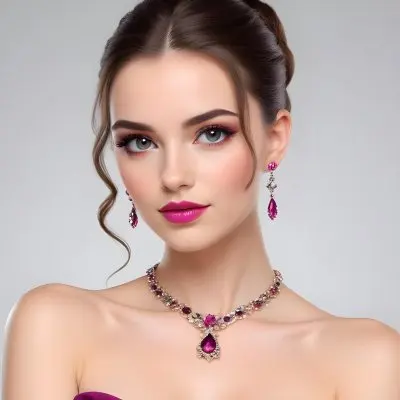 Adorable Cartoon Style A Young Woman With Fair Skin And Long Brown Hair Styled In An Elegant Updo She Has Striking Brown Eyes And Is Wearing Bold Makeup Including Dark Eyeliner And A Deep Pink Lipstick A Decorative P 13 2b99