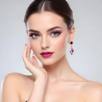 Adorable Cartoon Style A Young Woman With Fair Skin And Long Brown Hair Styled In An Elegant Updo She Has Striking Brown Eyes And Is Wearing Bold Makeup Including Dark Eyeliner And A Deep Pink Lipstick A Decorative P 16 3de9