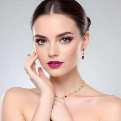 Adorable Cartoon Style A Young Woman With Fair Skin And Long Brown Hair Styled In An Elegant Updo She Has Striking Brown Eyes And Is Wearing Bold Makeup Including Dark Eyeliner And A Deep Pink Lipstick A Decorative P 18 Dd04