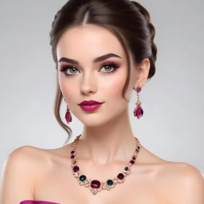 Adorable Cartoon Style A Young Woman With Fair Skin And Long Brown Hair Styled In An Elegant Updo She Has Striking Brown Eyes And Is Wearing Bold Makeup Including Dark Eyeliner And A Deep Pink Lipstick A Decorative P 33 38ad
