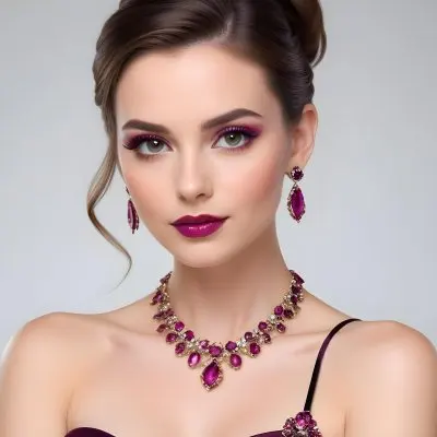Adorable Cartoon Style A Young Woman With Fair Skin And Long Brown Hair Styled In An Elegant Updo She Has Striking Brown Eyes And Is Wearing Bold Makeup Including Dark Eyeliner And A Deep Pink Lipstick A Decorative P 4 85f8