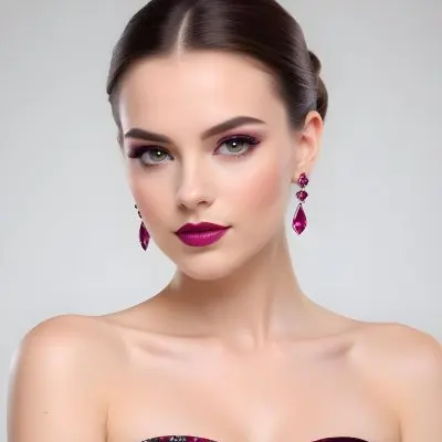 Adorable Cartoon Style A Young Woman With Fair Skin And Long Brown Hair Styled In An Elegant Updo She Has Striking Brown Eyes And Is Wearing Bold Makeup Including Dark Eyeliner And A Deep Pink Lipstick A Decorative P 8 Afbe