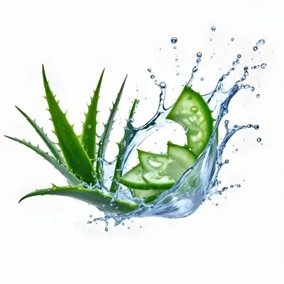 Aloe Vera Leaves And Slices With Water Splash On A White Background Showcasing Freshness And Natural Hydration 37 1fa1