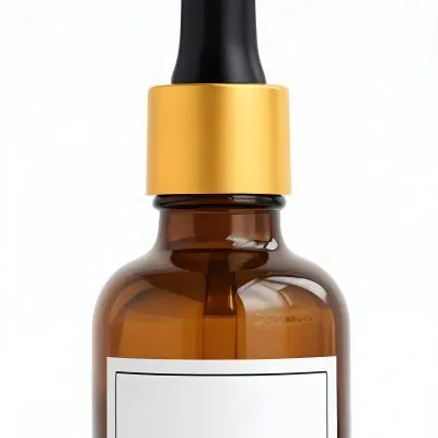Amber Glass Bottle With A White Cap And Glass Dropper White Label Against A Clean White Background Minimalist Design Product Photography Studio Lighting 14 35a9