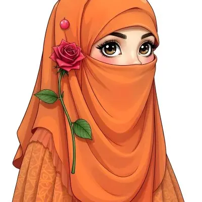 An Arab Woman Age 23 With Brown Eyes And An White Hijab With A Rose White Background 1 665d