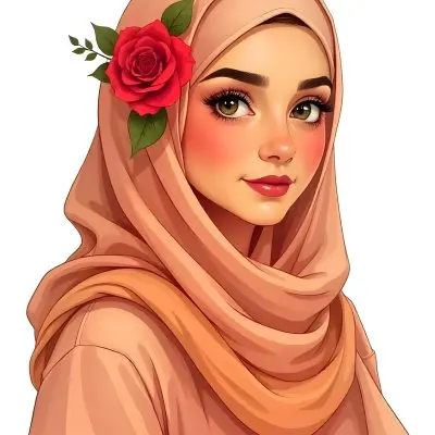 An Arab Woman Age 23 With Brown Eyes And An White Hijab With A Rose White Background 15 A758