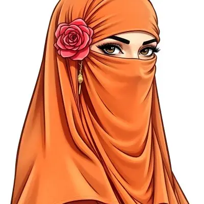 An Arab Woman Age 23 With Brown Eyes And An White Hijab With A Rose White Background 16 02cf