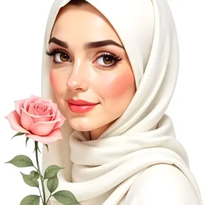 An Arab Woman Age 23 With Brown Eyes And An White Hijab With A Rose White Background 18 8a45