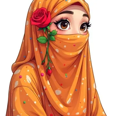 An Arab Woman Age 23 With Brown Eyes And An White Hijab With A Rose White Background 19 4ed1