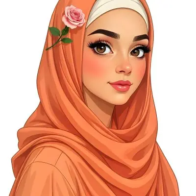 An Arab Woman Age 23 With Brown Eyes And An White Hijab With A Rose White Background 19 62ee