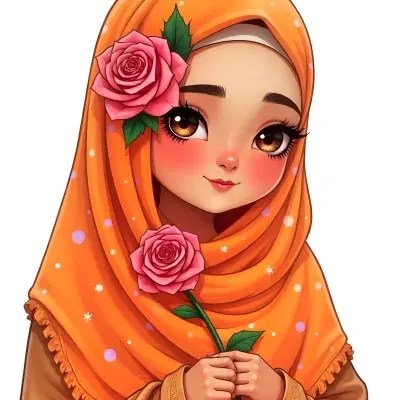 An Arab Woman Age 23 With Brown Eyes And An White Hijab With A Rose White Background 2 Fa09