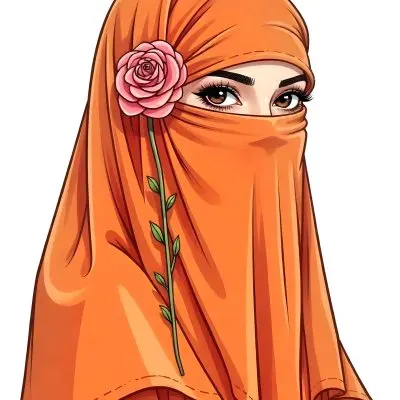 An Arab Woman Age 23 With Brown Eyes And An White Hijab With A Rose White Background 20 5a6b