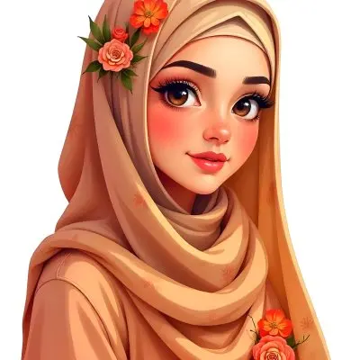 An Arab Woman Age 23 With Brown Eyes And An White Hijab With A Rose White Background 30 F474