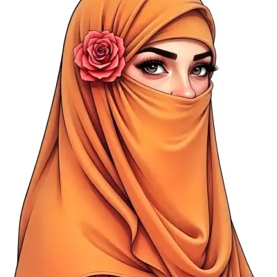 An Arab Woman Age 23 With Brown Eyes And An White Hijab With A Rose White Background 34 236a