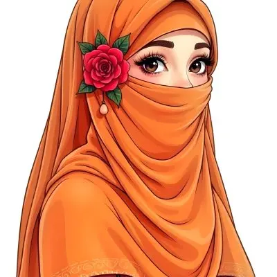 An Arab Woman Age 23 With Brown Eyes And An White Hijab With A Rose White Background 4 F426