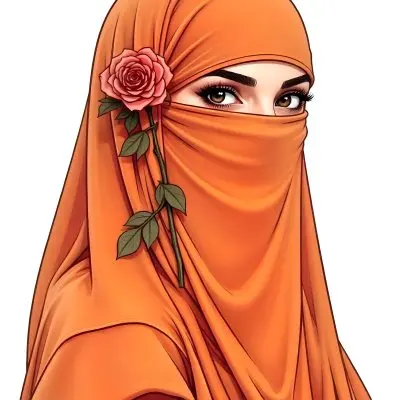 An Arab Woman Age 23 With Brown Eyes And An White Hijab With A Rose White Background 45 Dfca