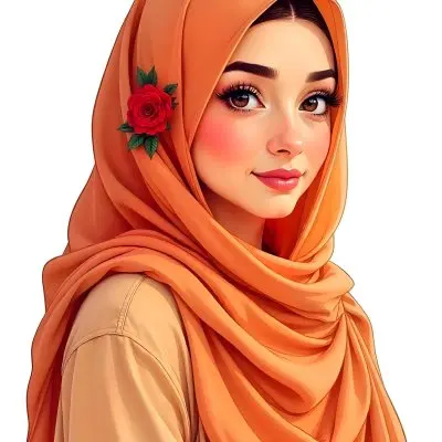 An Arab Woman Age 23 With Brown Eyes And An White Hijab With A Rose White Background 8 8c3c