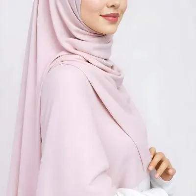 An Asian Woman 23 Years Old Light Skin Wearing A White Hijab Pink Lipstick In A White Background 18 5e99