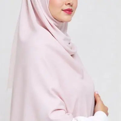An Asian Woman 23 Years Old Light Skin Wearing A White Hijab Pink Lipstick In A White Background 19 0641