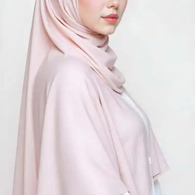 An Asian Woman 23 Years Old Light Skin Wearing A White Hijab Pink Lipstick In A White Background 26 582c