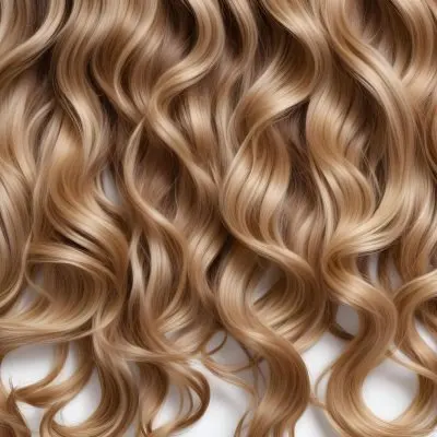 Blonde And Brown Hair Strands White Roots Golden Highlights Shiny Texture Flowing And Curled Isolated On A White Background 29