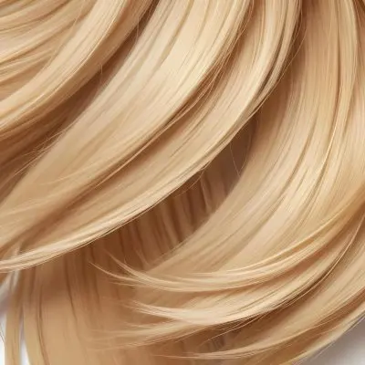 Blonde Hair Strands Light Golden Color Smooth Texture Flowing Pattern Close Up View Detailed Hair Fibers Natural Highlights Natural Lighting Clean Background 16