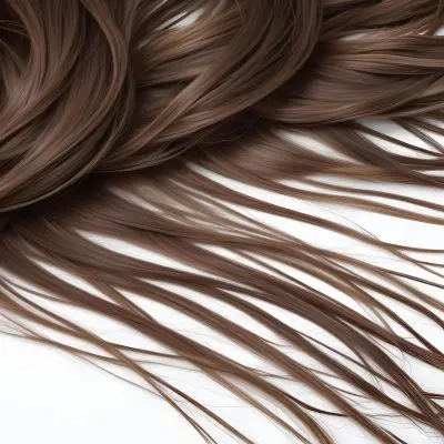 Brown Hair Strands With Dark Roots And Light Ends Flowing And Slightly Tangled Against A Plain White Background 12 128f