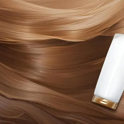 Brown Hair With A Golden Bottle Of Shampoo With A White Cap The Background Is A Brown Hair 22
