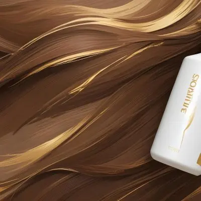 Brown Hair With A Golden Bottle Of Shampoo With A White Cap The Background Is A Brown Hair 26