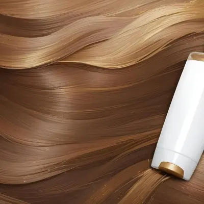 Brown Hair With A Golden Bottle Of Shampoo With A White Cap The Background Is A Brown Hair 34 D37c