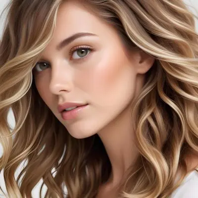 Brown Hair With Blonde Highlights Wavy Texture Close Up Shot Strands Overlapping Natural Lighting Clean White Background Hair Styled In Loose Waves Natural Look Hair Care Product Advertisement 20 9909