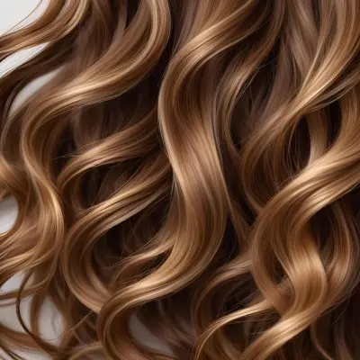 Brown Hair With Golden Highlights Wavy Texture Close Up Shot Natural Lighting Smooth Strands Natural Look Hair Care Concept Beauty Salon Salon Style Healthy Texture Elegant Waves 12 B037