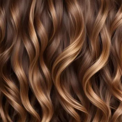 Brown Hair With Golden Highlights Wavy Texture Close Up Shot Natural Lighting Smooth Strands Natural Look Hair Care Concept Beauty Salon Salon Style Healthy Texture Elegant Waves 14 7eae