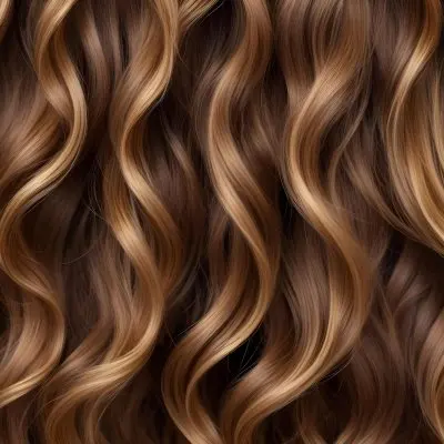 Brown Hair With Golden Highlights Wavy Texture Close Up Shot Natural Lighting Smooth Strands Natural Look Hair Care Concept Beauty Salon Salon Style Healthy Texture Elegant Waves 20
