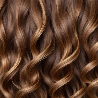Brown Hair With Golden Highlights Wavy Texture Close Up Shot Natural Lighting Smooth Strands Natural Look Hair Care Concept Beauty Salon Salon Style Healthy Texture Elegant Waves 21 C8e0