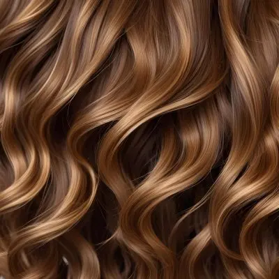 Brown Hair With Golden Highlights Wavy Texture Close Up Shot Natural Lighting Smooth Strands Natural Look Hair Care Concept Beauty Salon Salon Style Healthy Texture Elegant Waves 30 7075