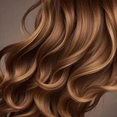 Brown Hair With Golden Highlights Wavy Texture Close Up Shot Studio Lighting Smooth And Shiny Strands Natural Hair Color Healthy Hair Hair Care Concept Beauty Product Advertisement 1 7cc2