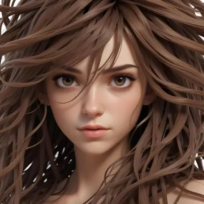Brown Messy Hair Strands Light Brown And Dark Brown Tones Messy And Tangled Isolated On A White Background Studio Shot High Resolution 1 3d26