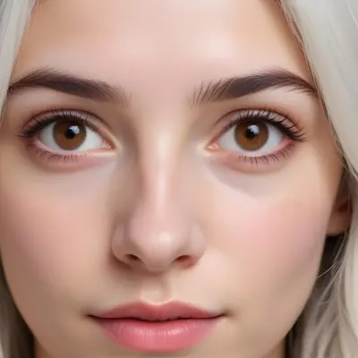 Close Up Of A 25 Year Old White Woman With Brown Eyes And White Hair In A Studio 8 A393
