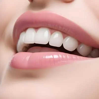 Close Up Of A White Woman With Pink Lips And White Teeth Light Skin In A White Background 6 D538