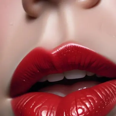 Close Up Of A Woman S Lips With Bold Red Lipstick Against A Dark Background With Water Droplets 10
