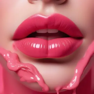 Close Up Of Full Glossy Lips Painted In A Vibrant Pink Color With A Small Gap Showing A Hint Of Teeth The Lips Are Surrounded By A Soft Flowing Pink Substance That Resembles Melted Wax Creating A Striking Contrast 14ff