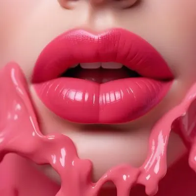 Close Up Of Full Glossy Lips Painted In A Vibrant Pink Color With A Small Gap Showing A Hint Of Teeth The Lips Are Surrounded By A Soft Flowing Pink Substance That Resembles Melted Wax Creating A Striking Contrast 9 9580